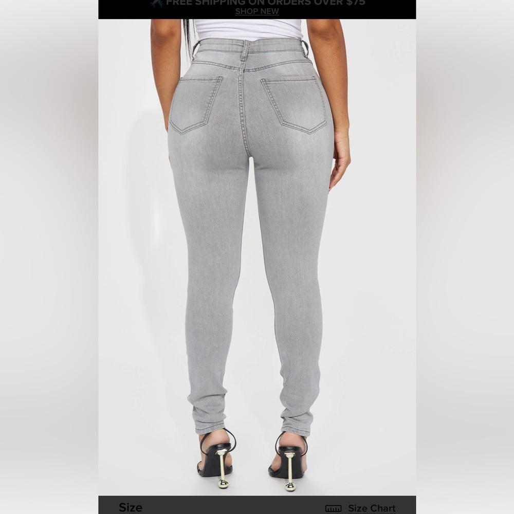 Fashion Nova Grey Distressed Skinny Jeans Plus Size - Picture 3 of 12